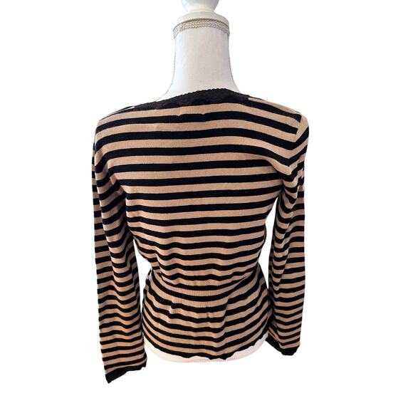INC International Concepts Striped Cardigan Sweater Black Tan M - Picture 3 of 5